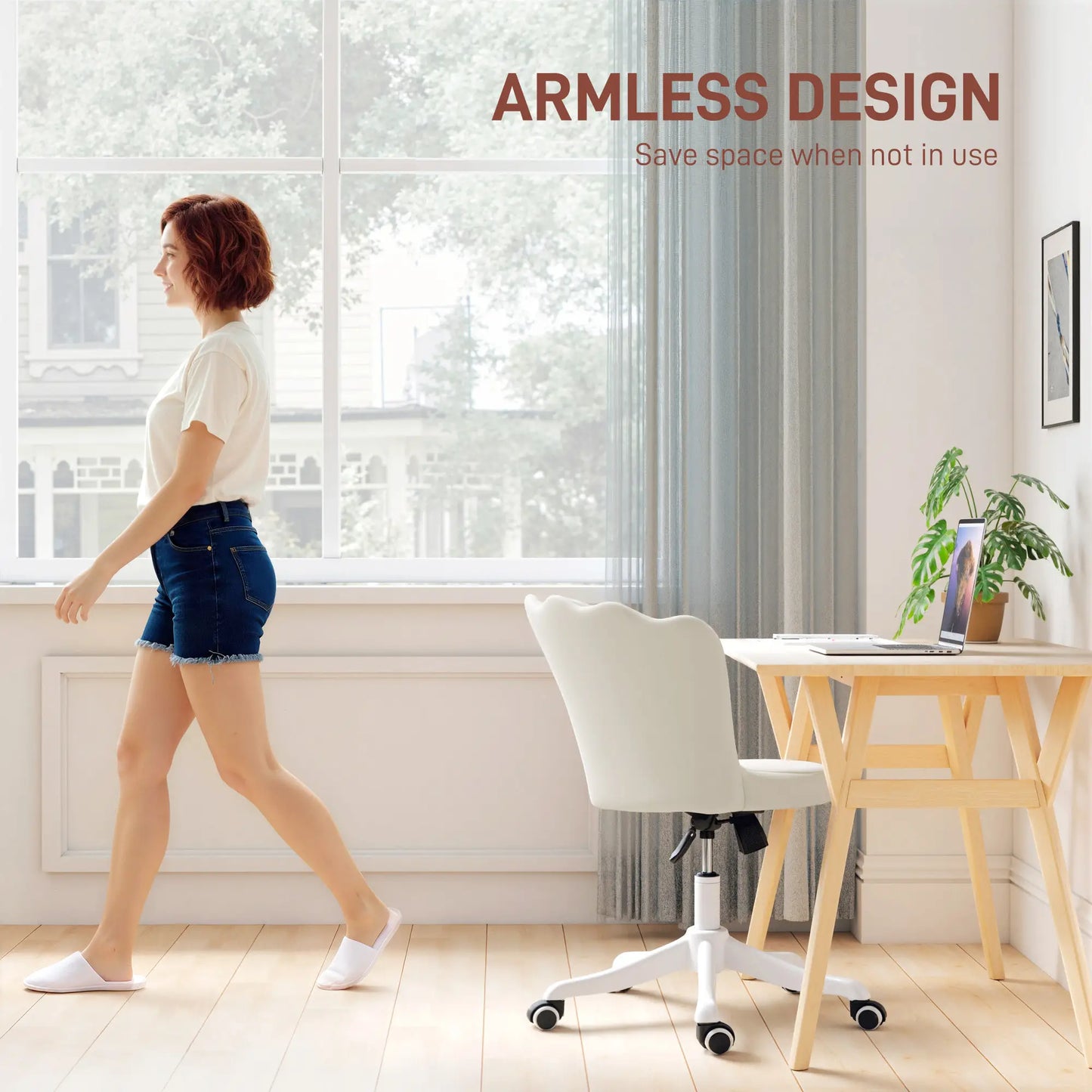 Armless Swivel Desk Chair, Adjustable Height, Cream Task Chairs at Gallery Canada