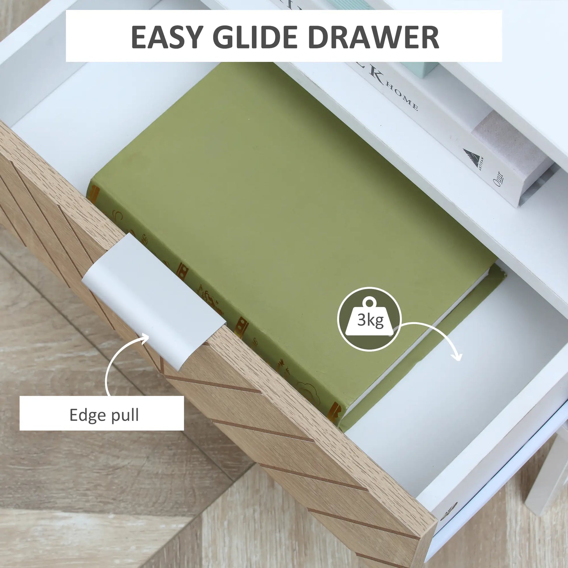 Modern Bedside Table with Drawer, Storage Shelf, Oak, White Bedside Tables at Gallery Canada