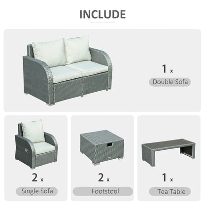 6 PCS Outdoor Rattan Sofa Set, Patio Furniture w/ Tea Table, Cushion, Grey Patio Furniture Sets at Gallery Canada
