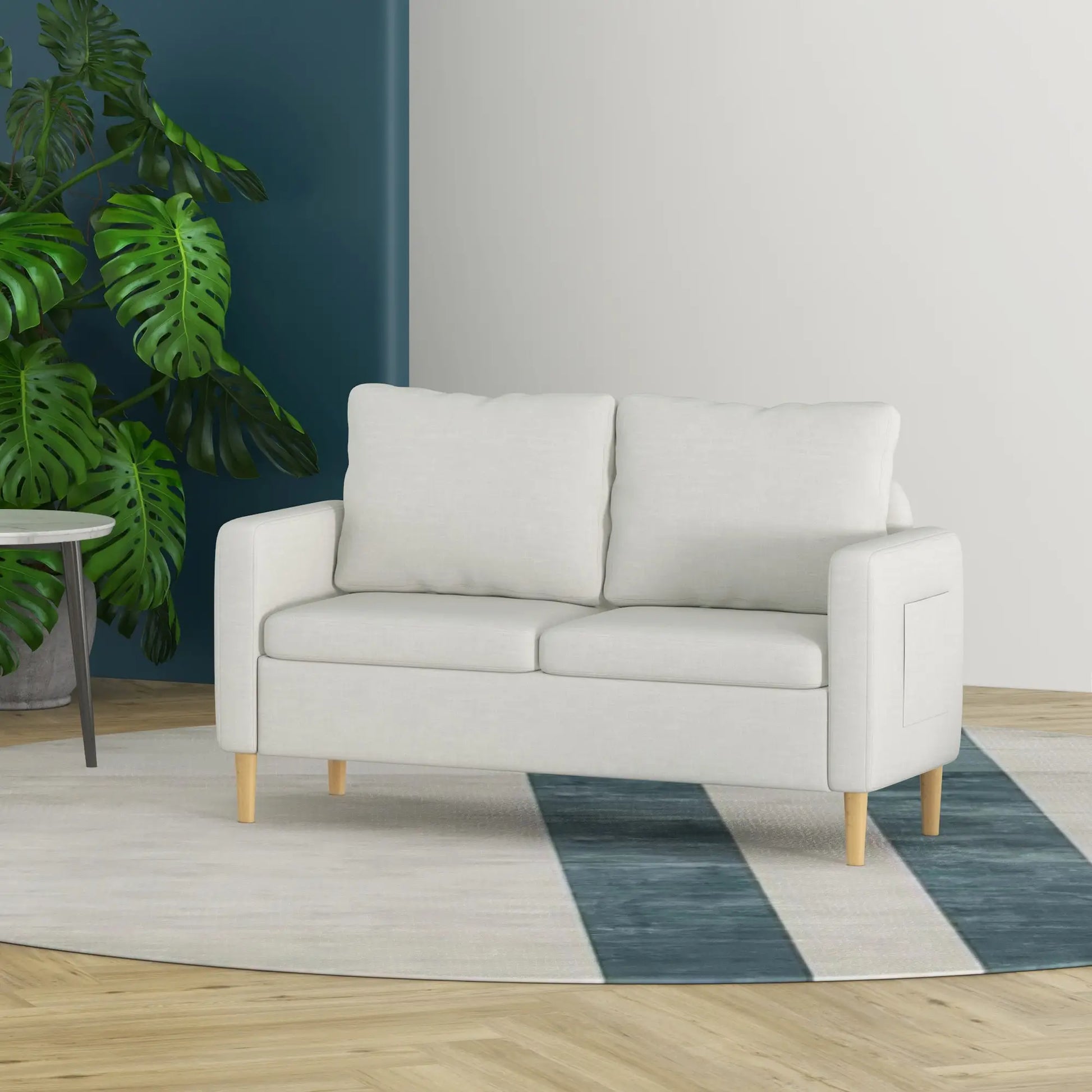 56" 2 Seat Sofa, Modern Love Seat, Upholstered Couch, White 2-Seater Sofas at Gallery Canada