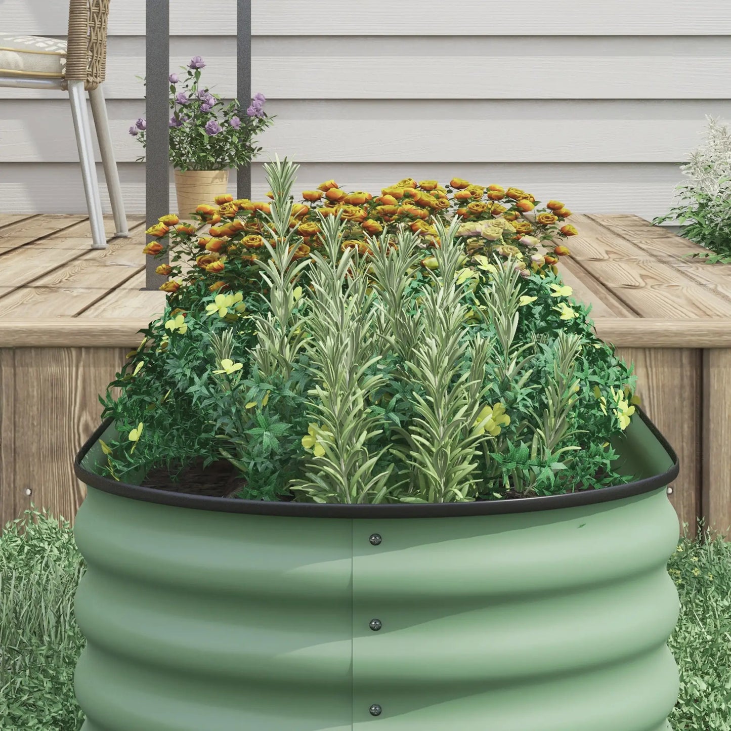 8 x 2 x 1,5 FT Lit de jardin surélevé en acier galvanisé, Vert