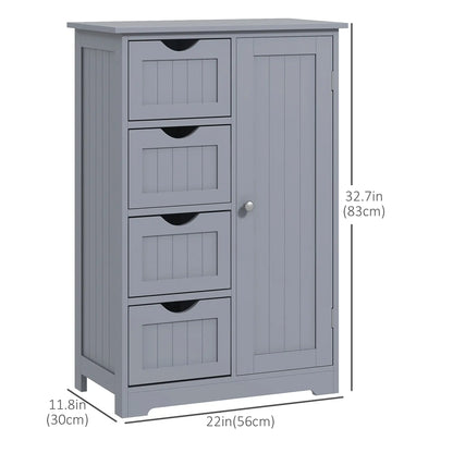 Bathroom Storage Cabinet, Adjustable Shelf, 4 Drawers, Grey Bathroom Cabinets at Gallery Canada