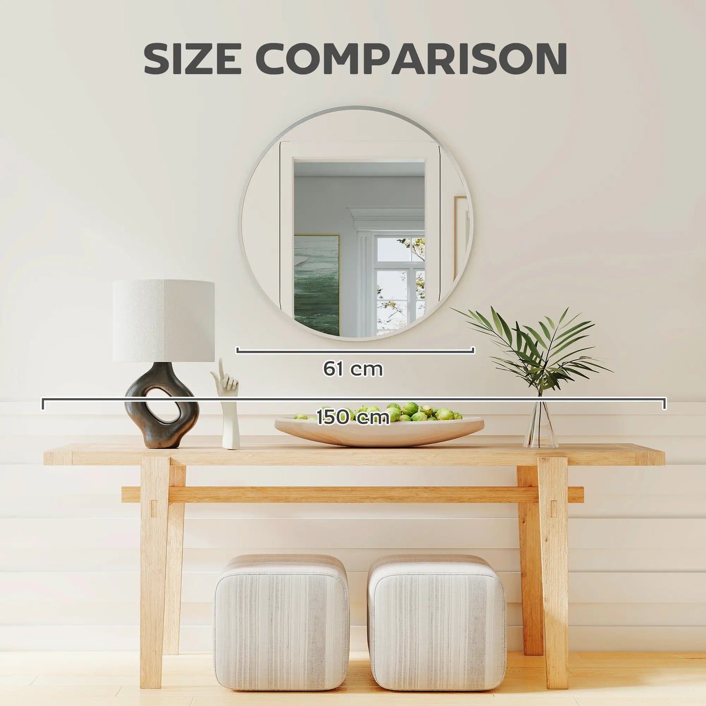 24" Round Wall Mirror, Modern Decorative Mirror For Bedroom Living Room, Silver Wall Mirrors at Gallery Canada