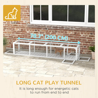 79" Long Cat Tunnel, L-Shape Extendable Design, Indoor Outdoor Enclosure, White Outdoor Cat Enclosures at Gallery Canada