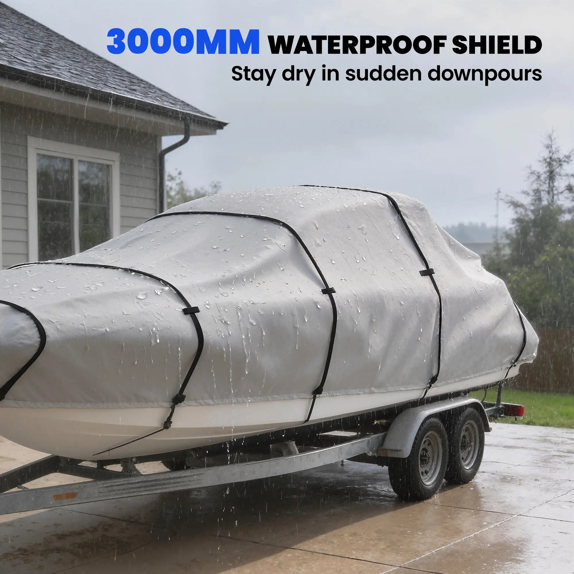 20-21 Ft Trailer Boat Cover, 3000mm Waterproof, Light Grey Water Sports & Boating Supplies at Gallery Canada