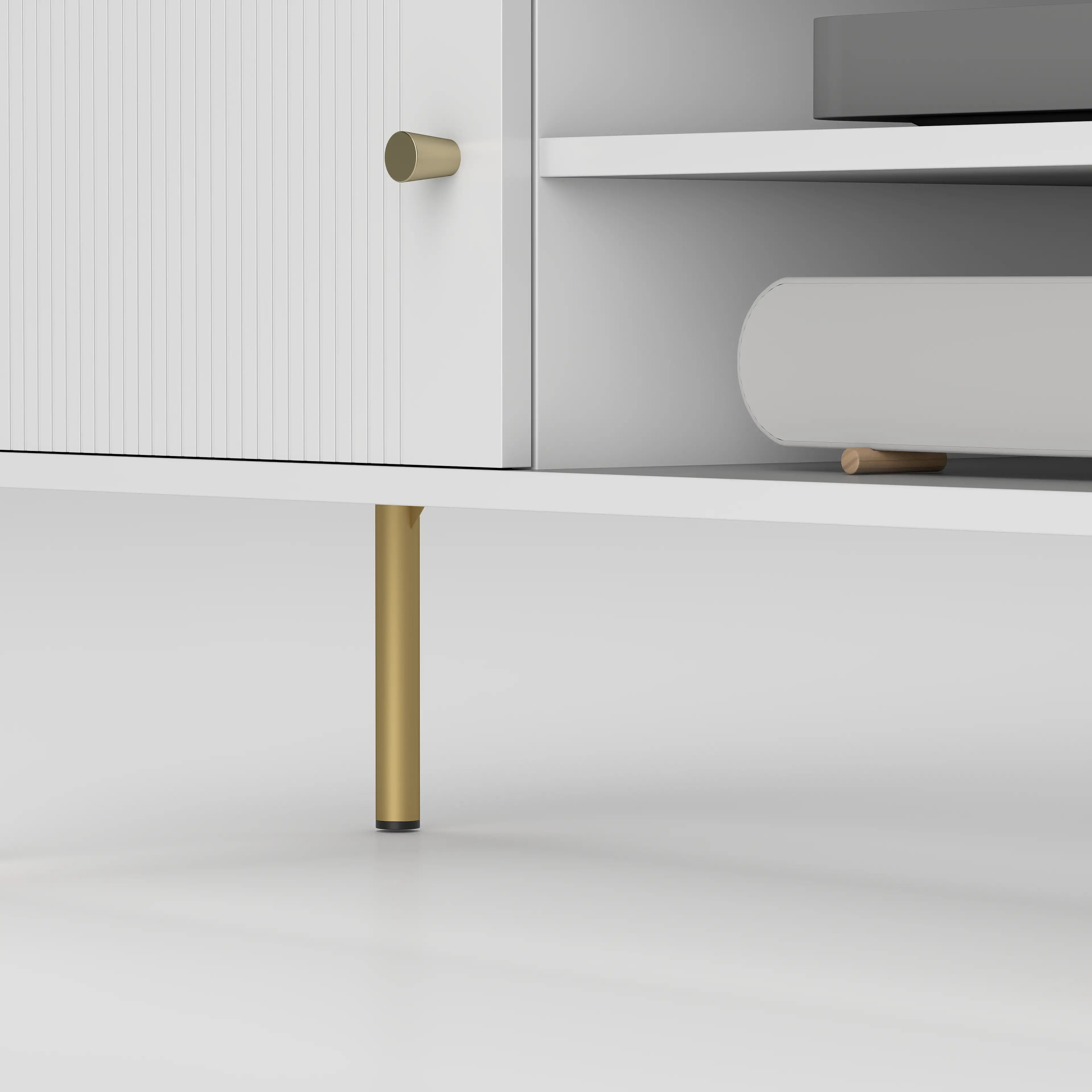 TV Stand for 65 Inch TVs, Entertainment Center with Shelves and Cabinets, White TV Stands at Gallery Canada