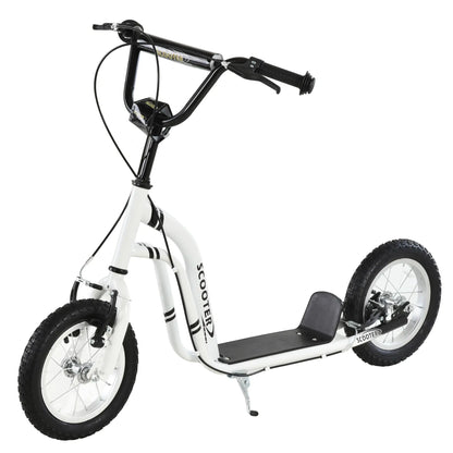 Dual Brakes Kick Scooter, 12-Inch Inflatable Wheel, Age 5+, White Scooters at Gallery Canada