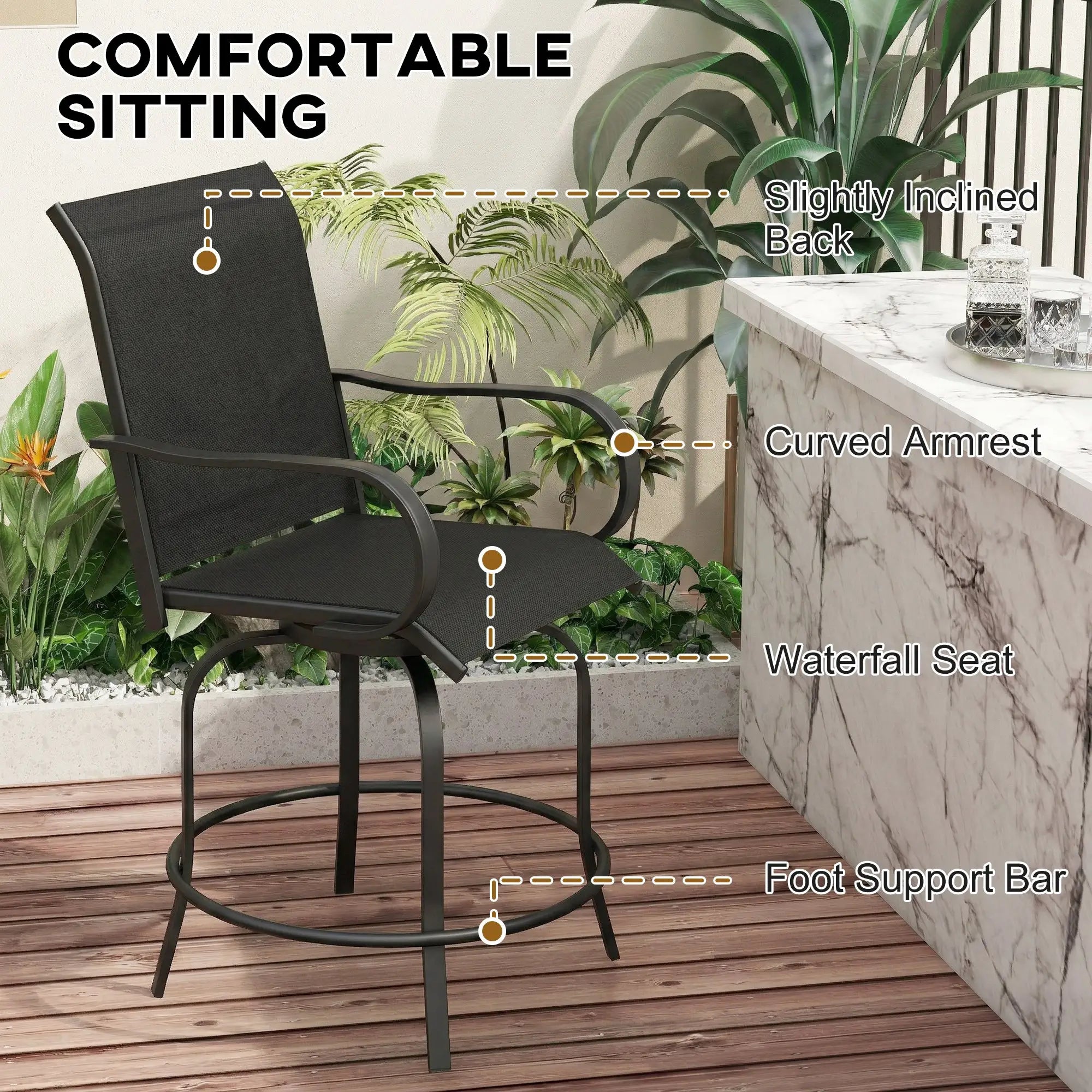 Outdoor Bar Stools Set Of 2, 27.6