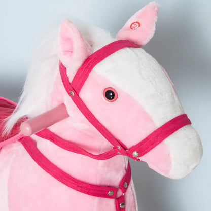 Plush Rocking Horse, Realistic Sound, Kid Ride-On Toy, Light Pink Rocking Horses at Gallery Canada