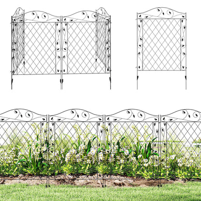 Metal Garden Fence Panels, Animal Barrier, Border Edging, 4 Pack, Wavey Vines Garden Fences at Gallery Canada