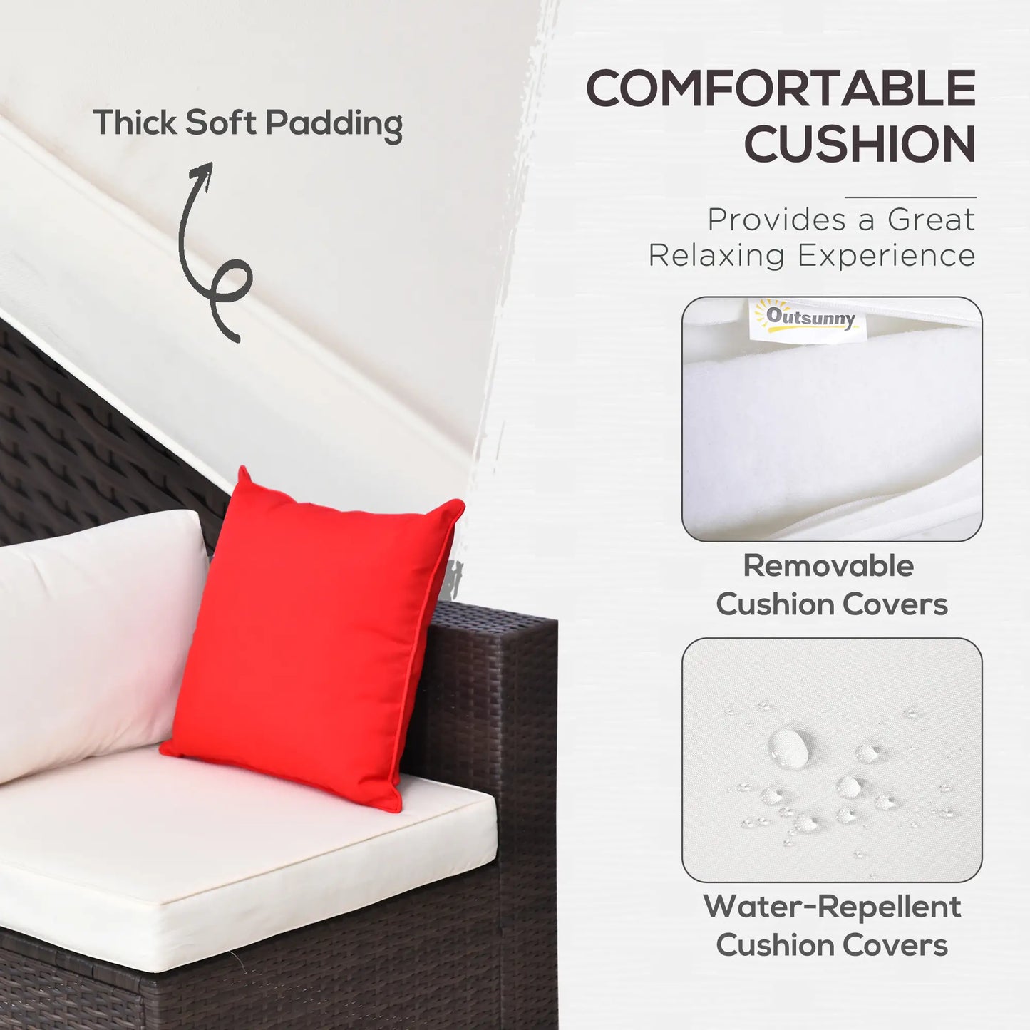 6-Piece Outdoor PE Rattan Sofa Set, Thick Cushions, Glass Top Table, Dark Coffee, Cream White Patio Furniture Sets at Gallery Canada