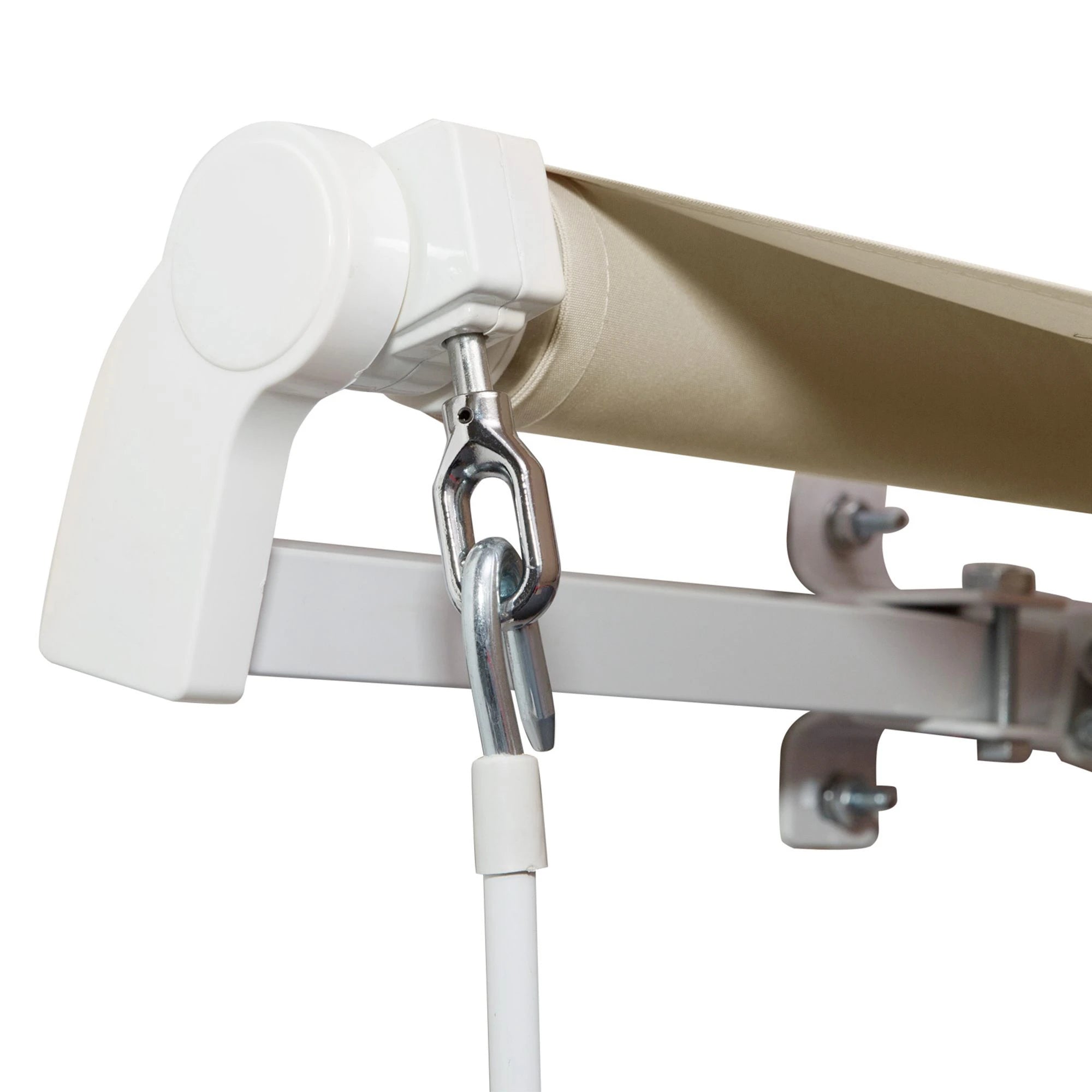 12' x 8' Retractable Patio Awning, Manual Crank Handle, UV Water-Resistant, Cream Patio Awnings at Gallery Canada
