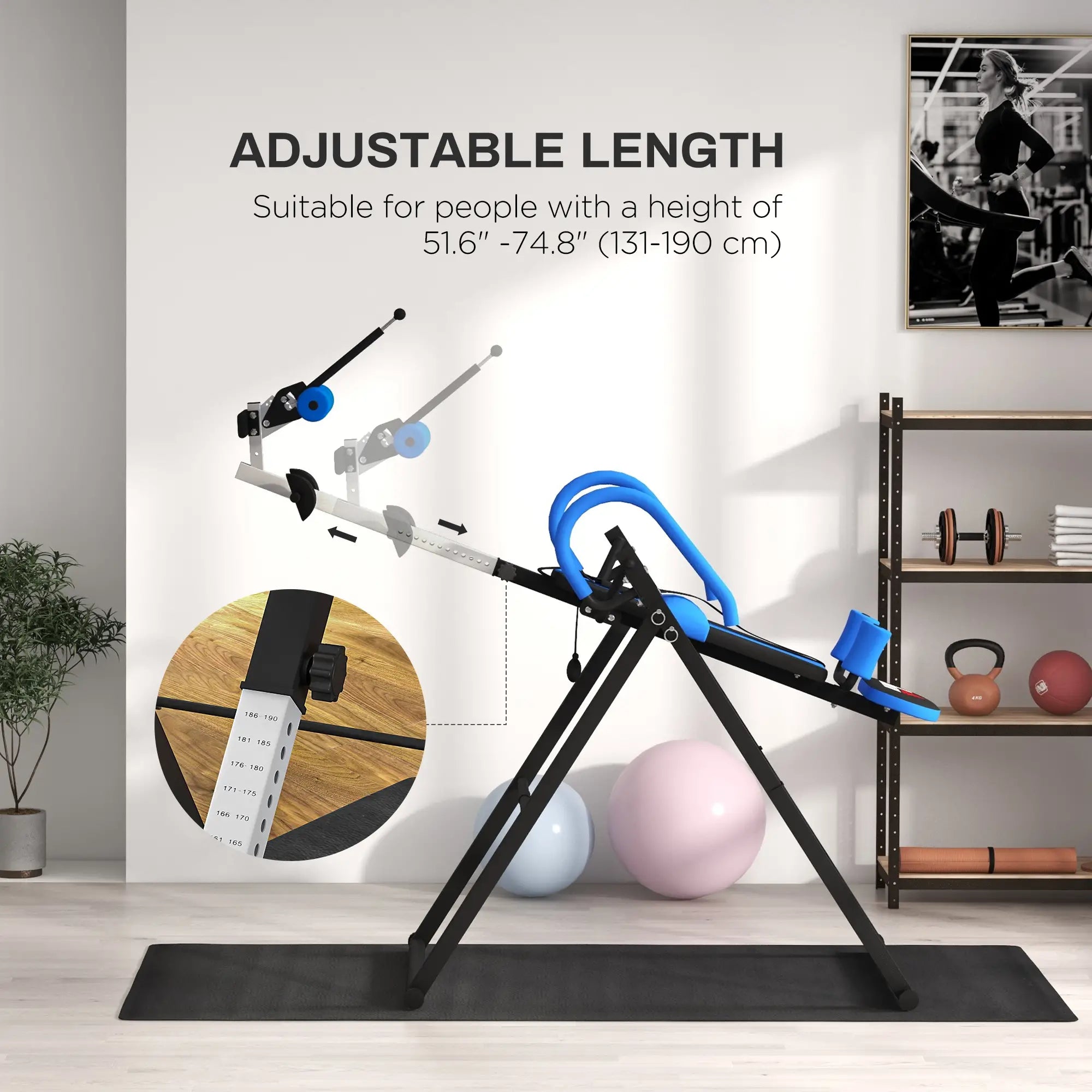 Folding Inversion Table, 20°/40°/60° Adjustable, with Safety Belt and Waist Pad for Back Pain Relief Strength Training Equipment at Gallery Canada