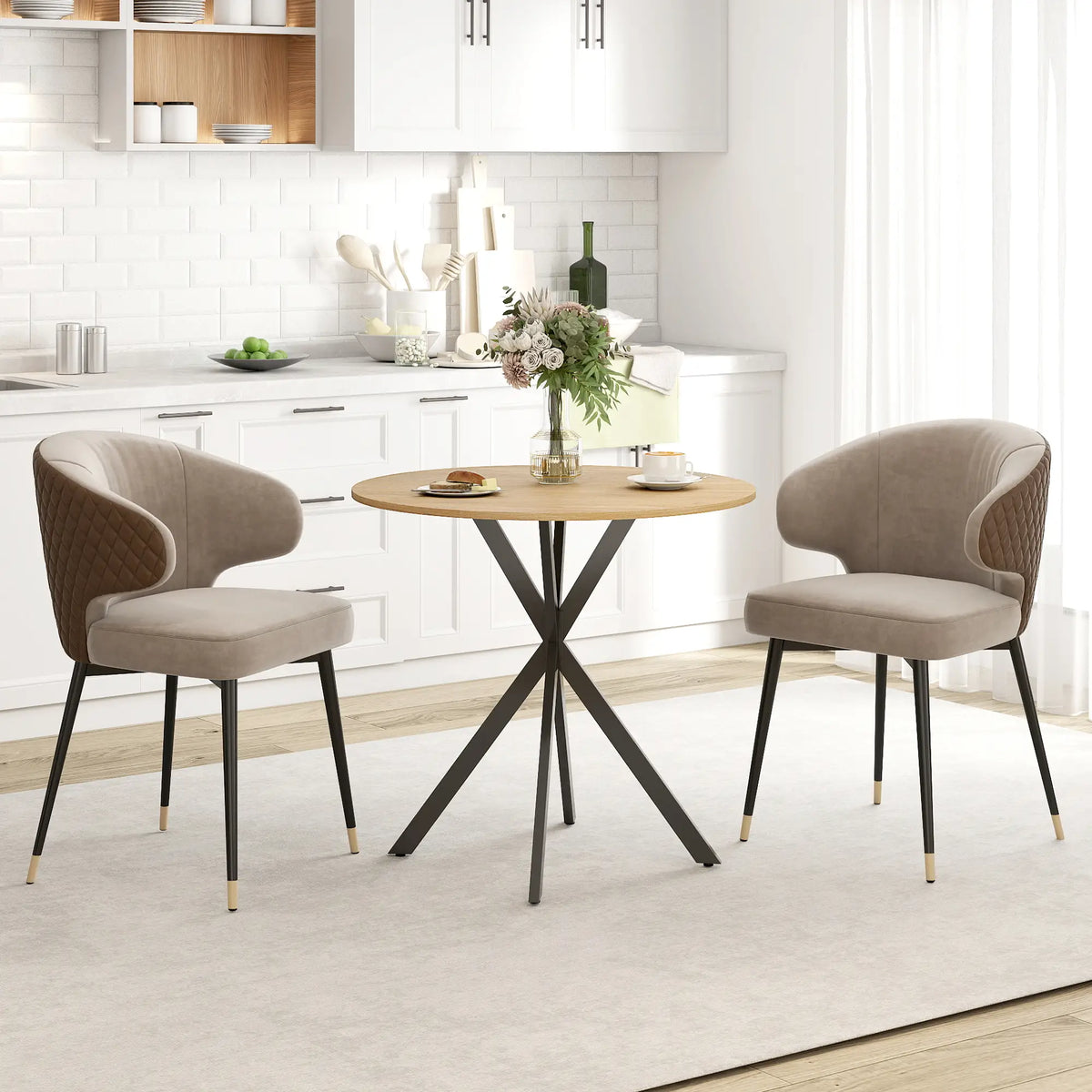 31.5" Industrial Round Dining Table, White Oak Dining Tables at Gallery Canada