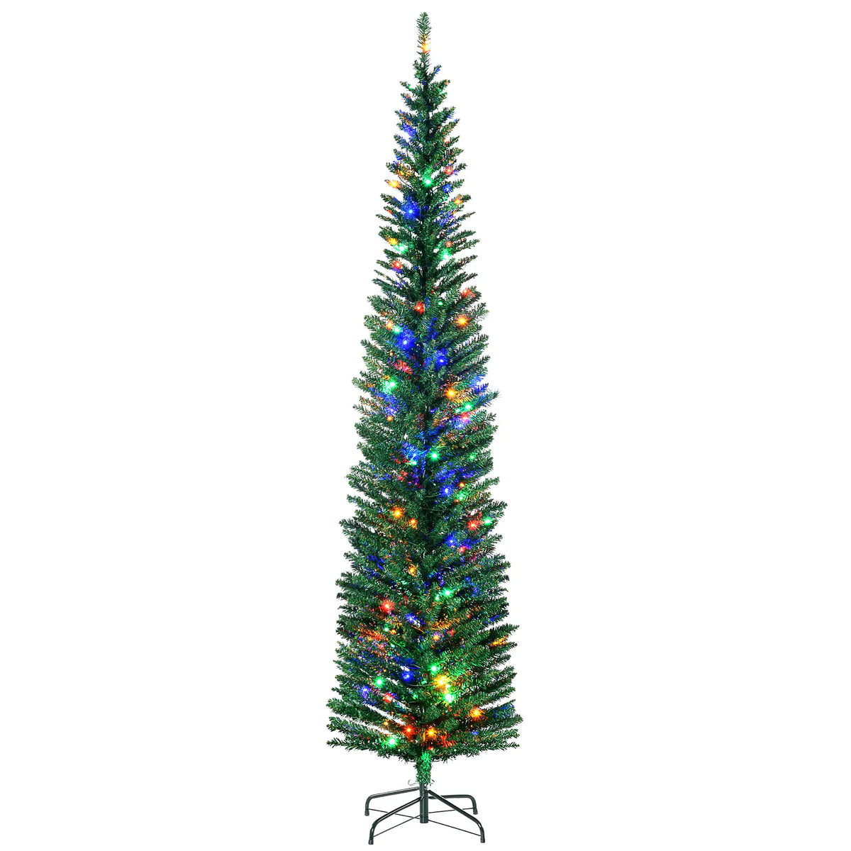 7.5' Artificial Pencil Christmas Tree, LED Lights, Steel Base, Colorful Pencil Christmas Trees Green at Gallery Canada