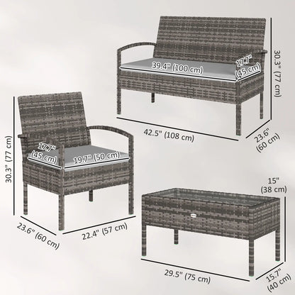 Patio Furniture Set, Loveseat, 2 Armchairs & Coffee Table, Light Grey Patio Furniture Sets at Gallery Canada