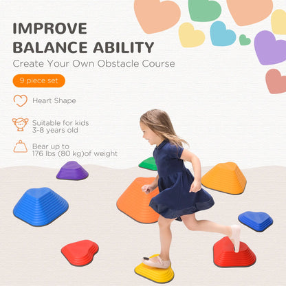 9PCs Heart-Shaped Non-Slip Stackable Kids Stepping Stones Gym Sets & Swings at Gallery Canada