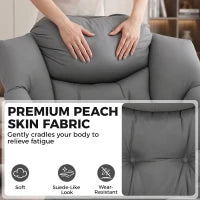 Lazy Chair With Ottoman, Peach Skin Fabric, Dark Grey