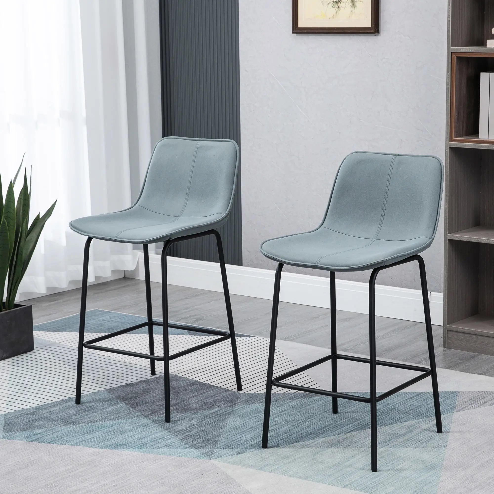 Upholstered Counter Height Bar Stools, Set of 2, Steel Legs Bar Stools at Gallery Canada