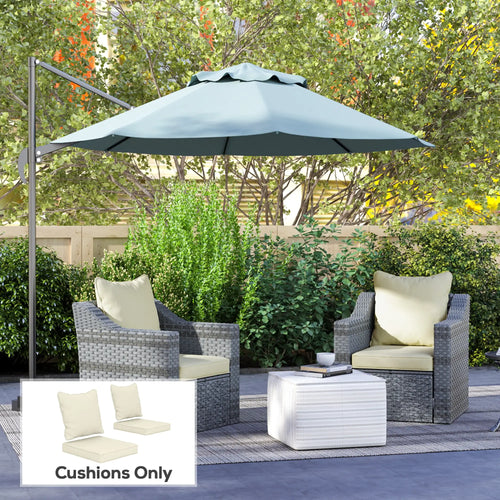Seat Cushion Back Pillows, Set of 2, Indoor Outdoor, White Cream