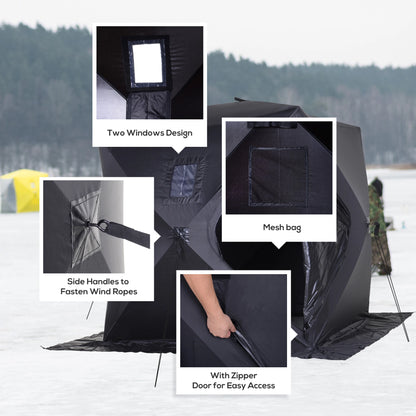 2 Person Ice Fishing Tent, Shelter with Carry Bag, Black Ice Fishing Tents at Gallery Canada