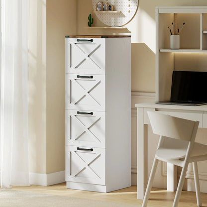 4 Drawer File Cabinet, Vertical Farmhouse Filing Cabinet, White Office Cabinets & Cupboards at Gallery Canada