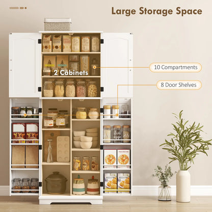 Tall Pantry Cabinet, 64 Inch, Adjustable Shelves, Spice Racks, White Kitchen Pantry Cabinets at Gallery Canada