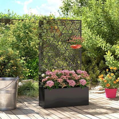 Metal Planter Box With Trellis, 44.5" Tall, Raised Garden Bed Galvanized Planter Boxes at Gallery Canada