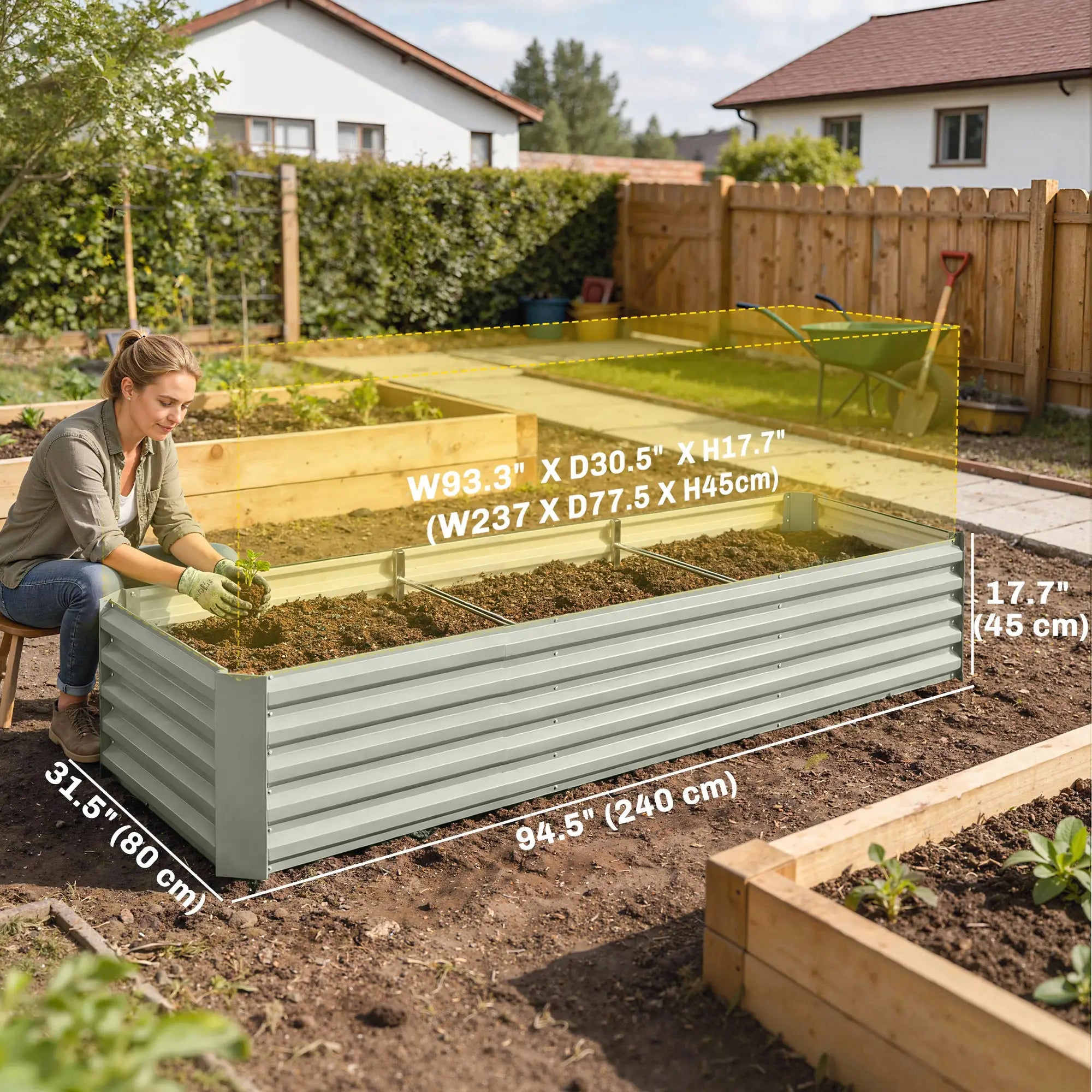 8 x 2.6 x 1.5ft Galvanized Raised Garden Bed, Outdoor Planter Box, Light Grey Galvanized Planter Boxes at Gallery Canada
