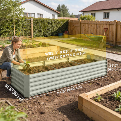 8 x 2.6 x 1.5ft Galvanized Raised Garden Bed, Outdoor Planter Box, Light Grey Galvanized Planter Boxes at Gallery Canada
