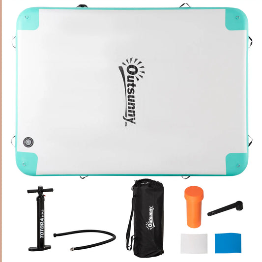 8' x 6' Floating Dock, Inflatable Island with Air Pump, Backpack, Blue & Green Floating Water Mats White, Blue, Green at Gallery Canada