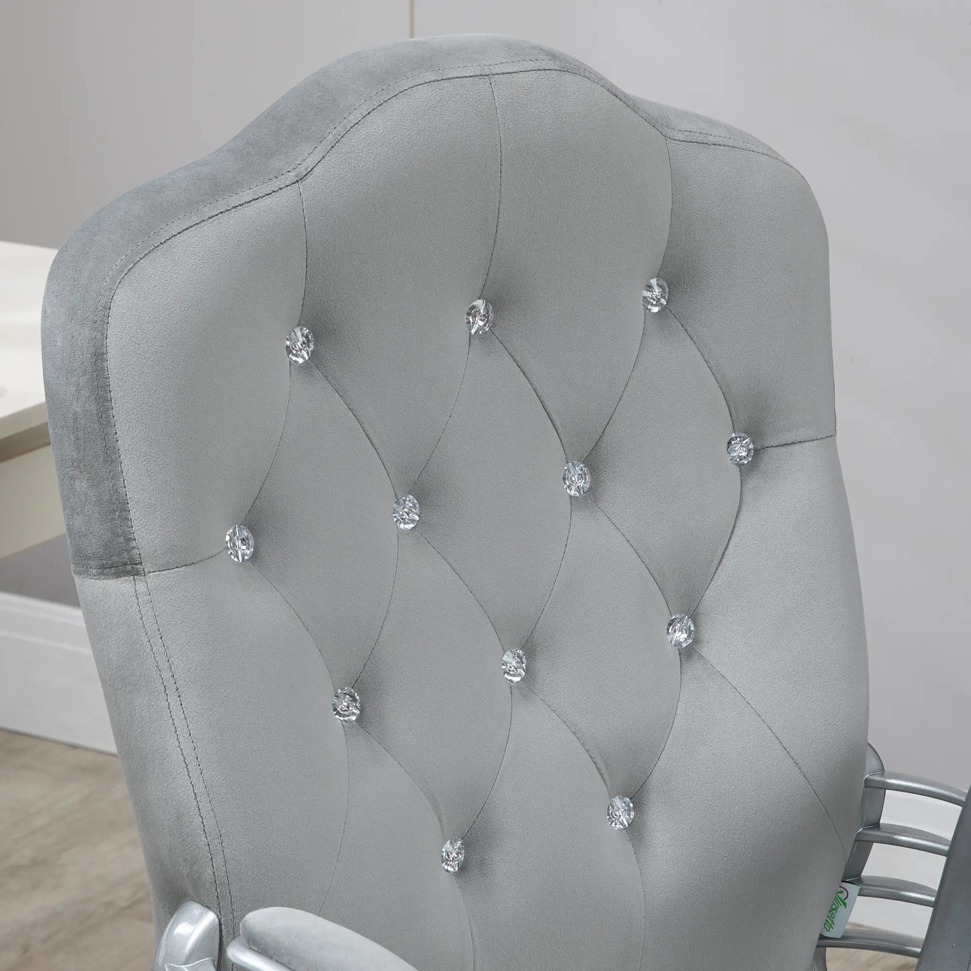 Velvet Office Chair, Button Tufted Desk Chair, Adjustable Height, Grey Executive & Manager Chairs at Gallery Canada