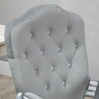 Velvet Office Chair, Button Tufted Desk Chair, Adjustable Height, Grey Executive & Manager Chairs at Gallery Canada