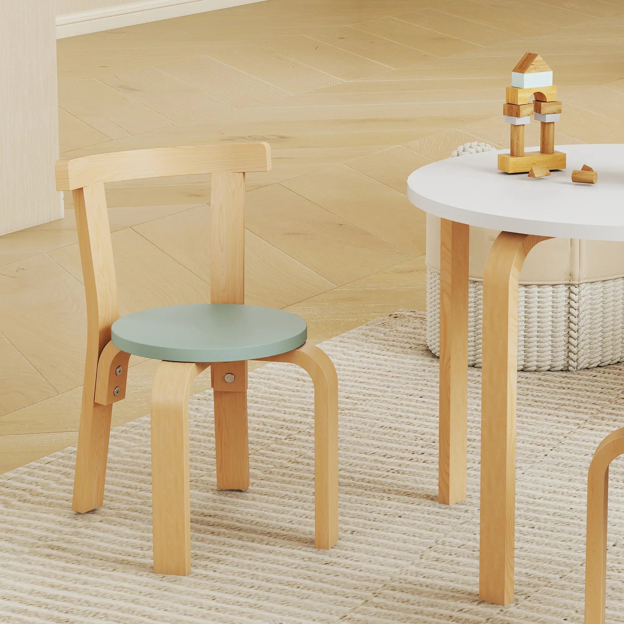 Wooden Kids Table and Chairs Set, Toddler Set for 3-8 Years, Green Kids Table Sets at Gallery Canada