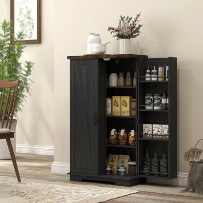 Farmhouse Kitchen Pantry Cabinet, Adjustable Shelves, Black Kitchen Pantry Cabinets at Gallery Canada