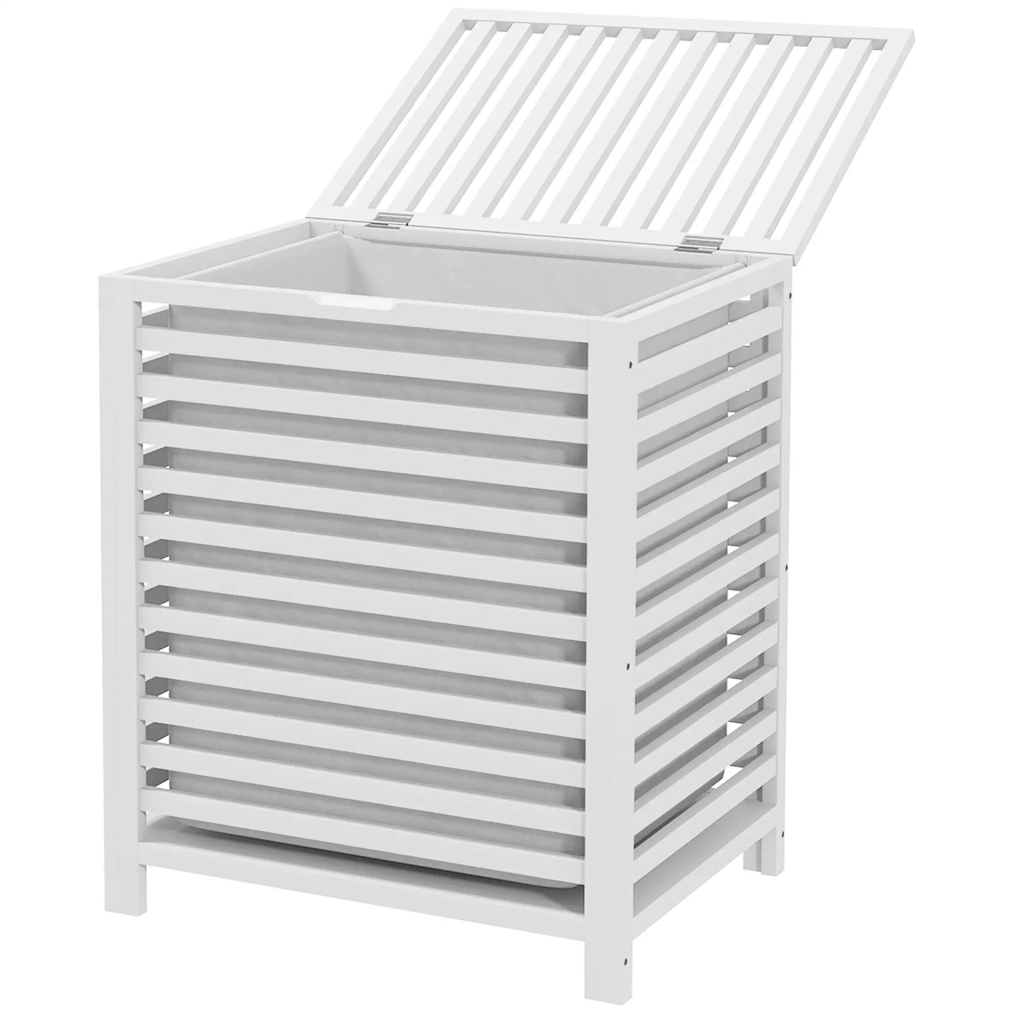 Laundry Basket With Removable Liner Bag, 55L, White Bath Accessories White at Gallery Canada