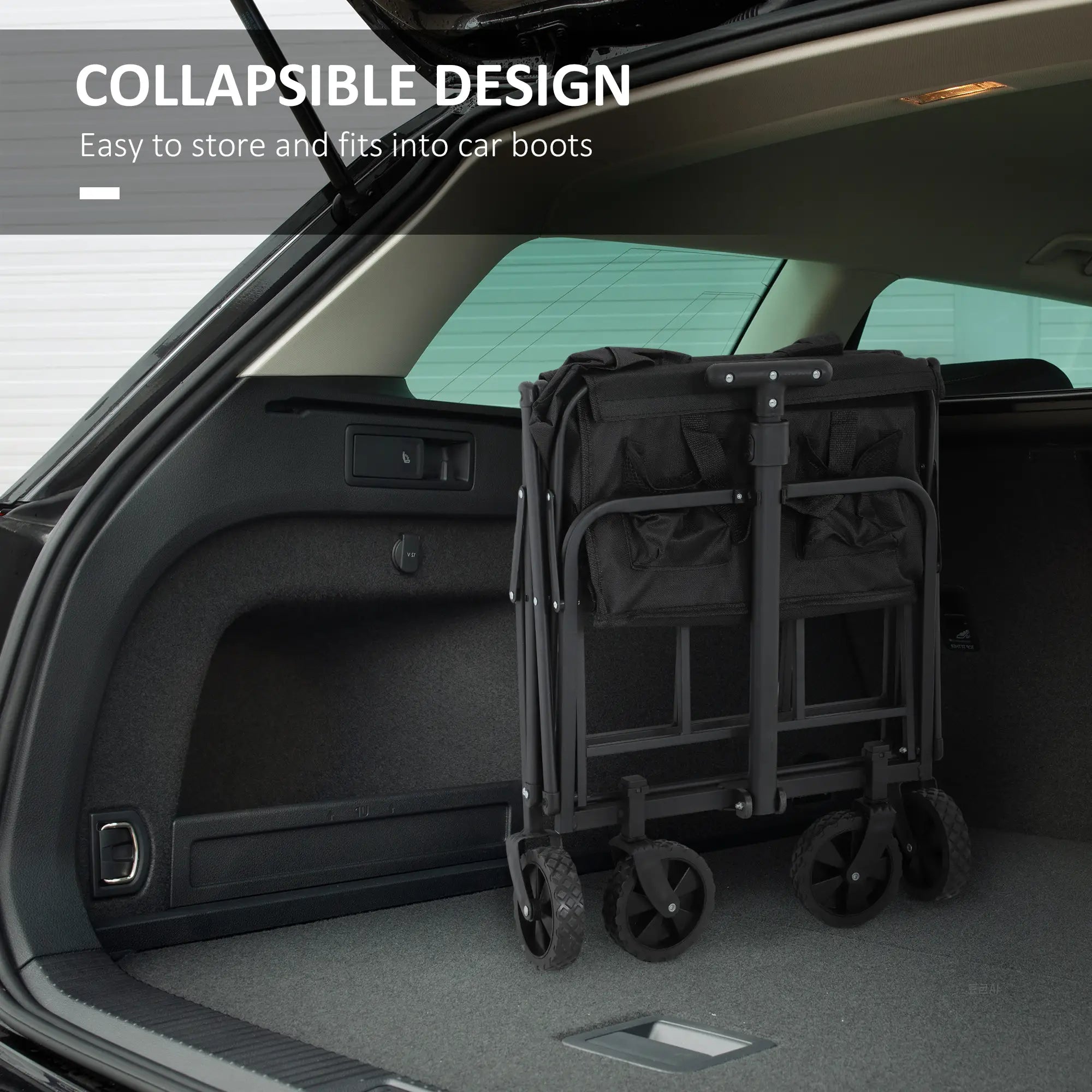 Collapsible Folding Garden Cart, Heavy Duty, Universal Wheels, Adjustable Handle, Black Folding Garden Carts at Gallery Canada