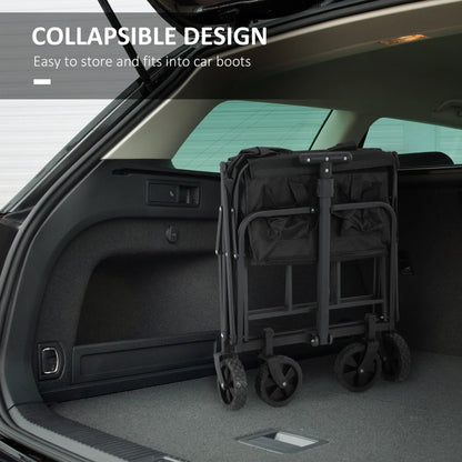 Collapsible Folding Garden Cart, Heavy Duty, Universal Wheels, Adjustable Handle, Black Folding Garden Carts at Gallery Canada