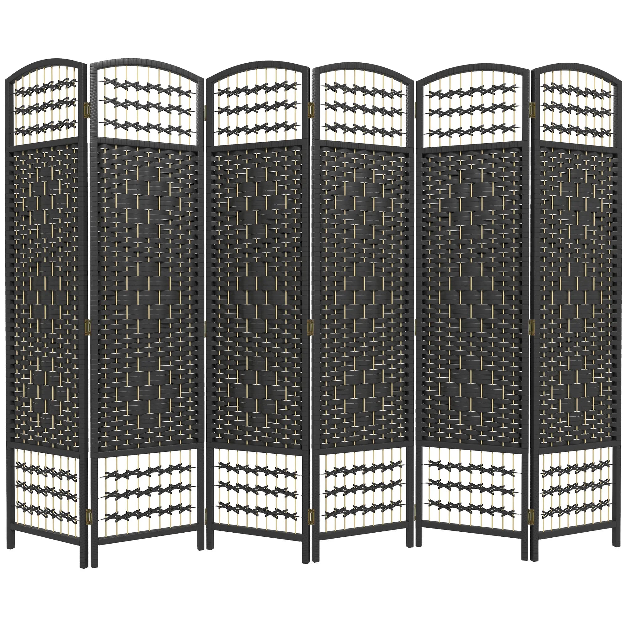 6 Panel Folding Room Divider, Portable Privacy Screen, Black Room Dividers Black at Gallery Canada
