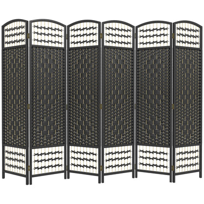 6 Panel Folding Room Divider, Portable Privacy Screen, Black Room Dividers Black at Gallery Canada