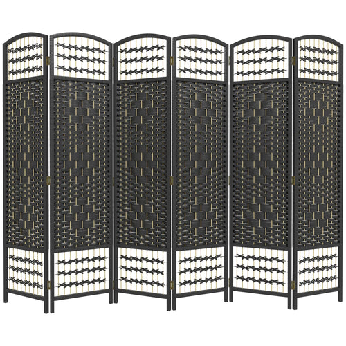 6 Panel Folding Room Divider, Portable Privacy Screen, Black