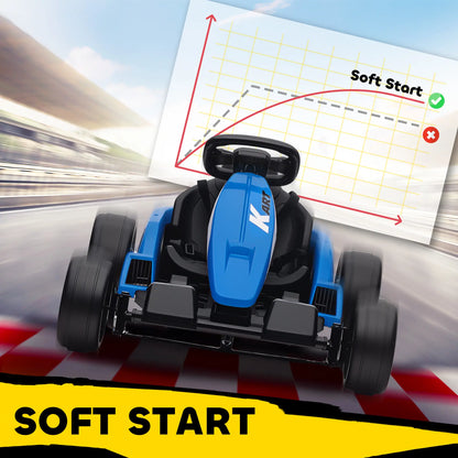 24V Electric Go Kart, Dual 150W Motors, Adjustable Seat, 11.2MPH, Blue Electric Ride-On Toys at Gallery Canada