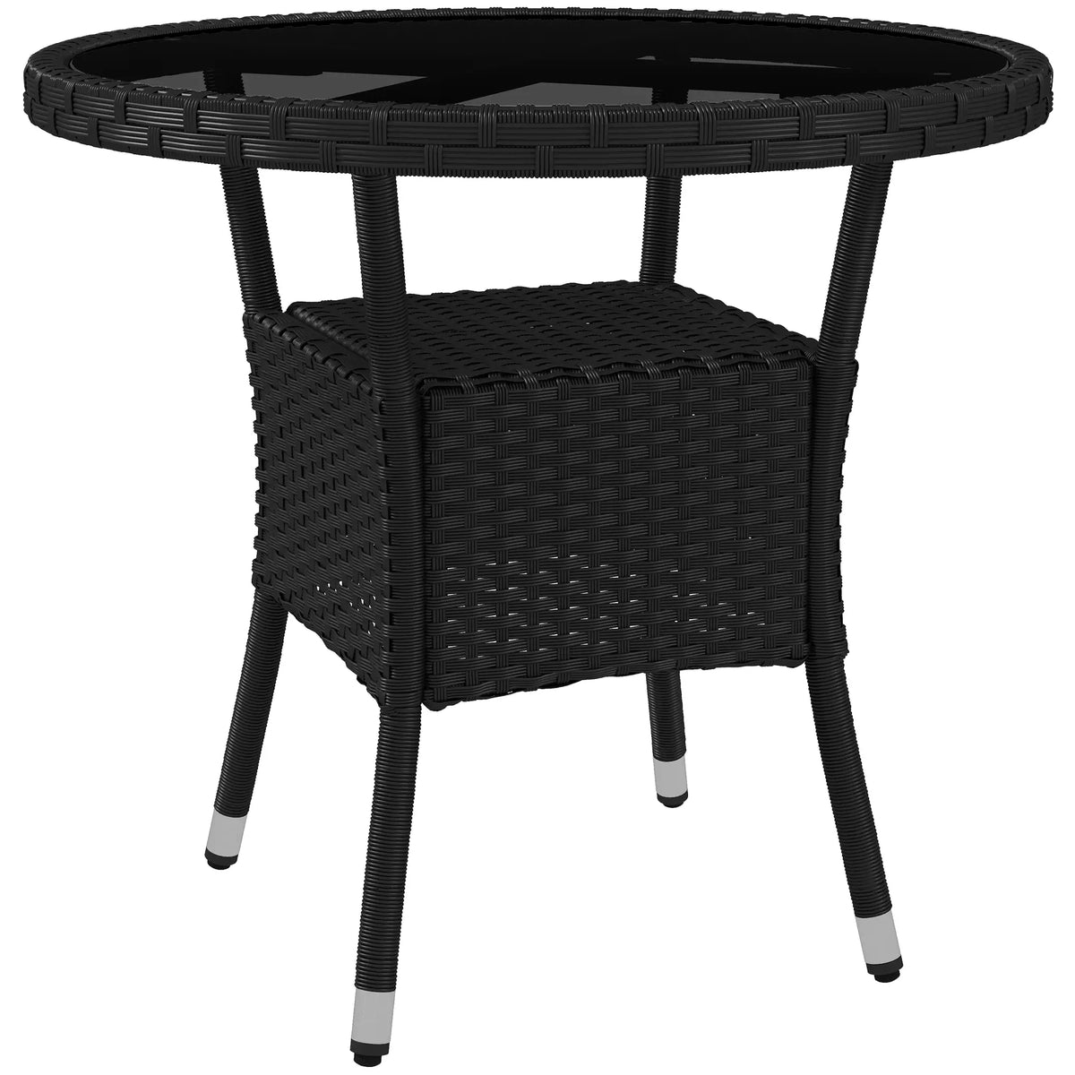 "31.5" Wicker Dining Table Patio Furniture, Round Garden Table, Black Patio Dinning Tables at Gallery Canada