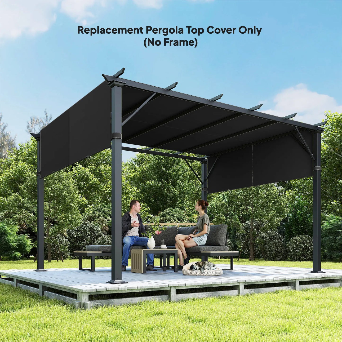 2 Pcs UV Protection Pergola Replacement Canopy, 10' x 10' Size, Black Gazebo Canopy Replacement at Gallery Canada