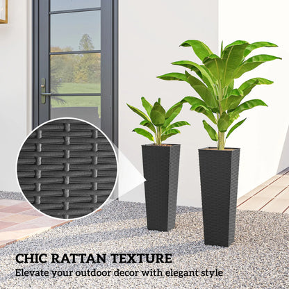 23.6 Inch Tall Planters, Set of 2 Plastic Flower Pots, Black Garden Accessories at Gallery Canada