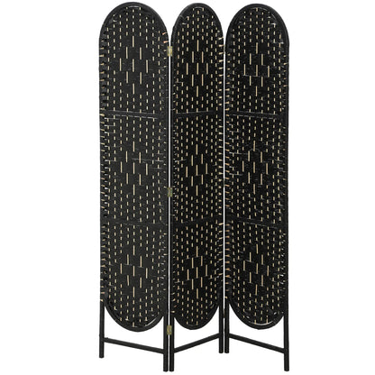 Bohemian Privacy Screen, 3 Panel Folding Room Divider, Arched Top, Black Room Dividers at Gallery Canada
