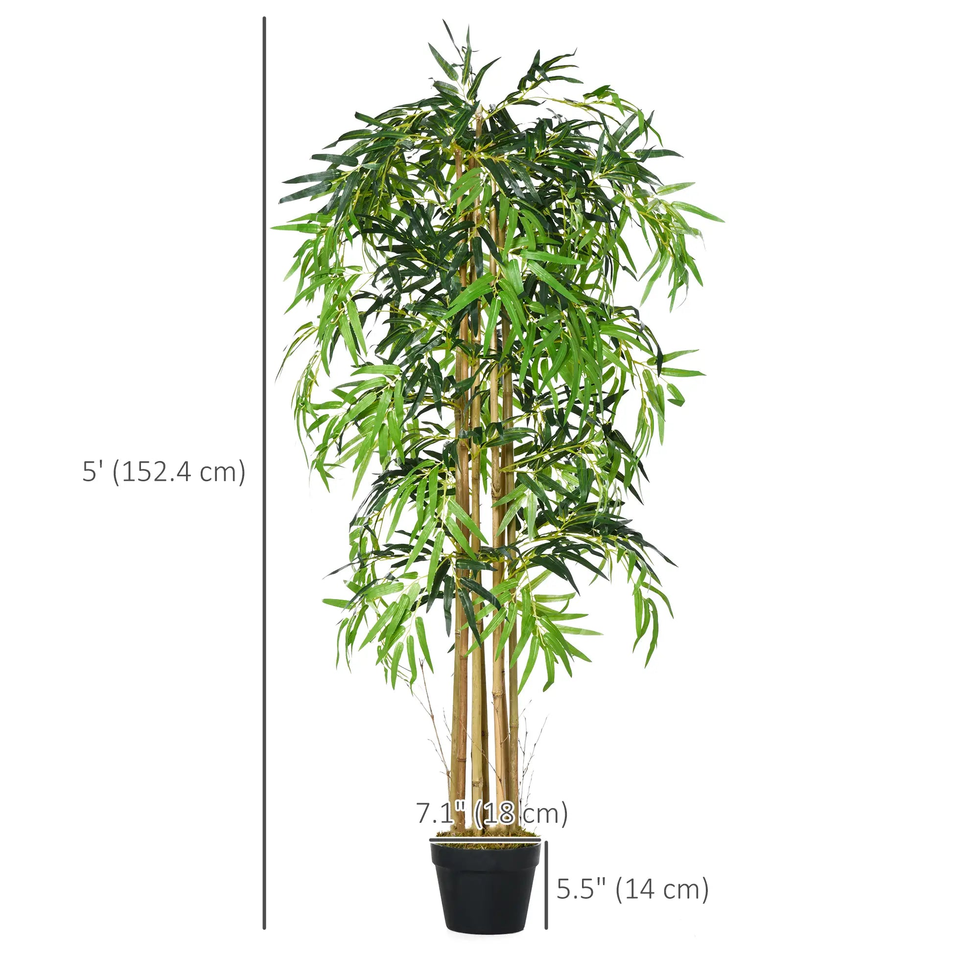 5FT Artificial Bamboo Tree, 1095 Leaves, Nursery Pot, Indoor, Green Artificial Trees at Gallery Canada