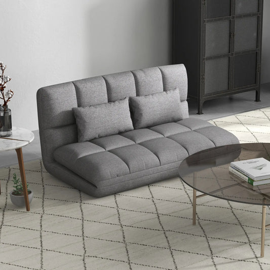 51" Folding Floor Sofa, 2-Seater Sleeper Bed, Adjustable Backrest, Grey 2-Seater Sofas Grey at Gallery Canada