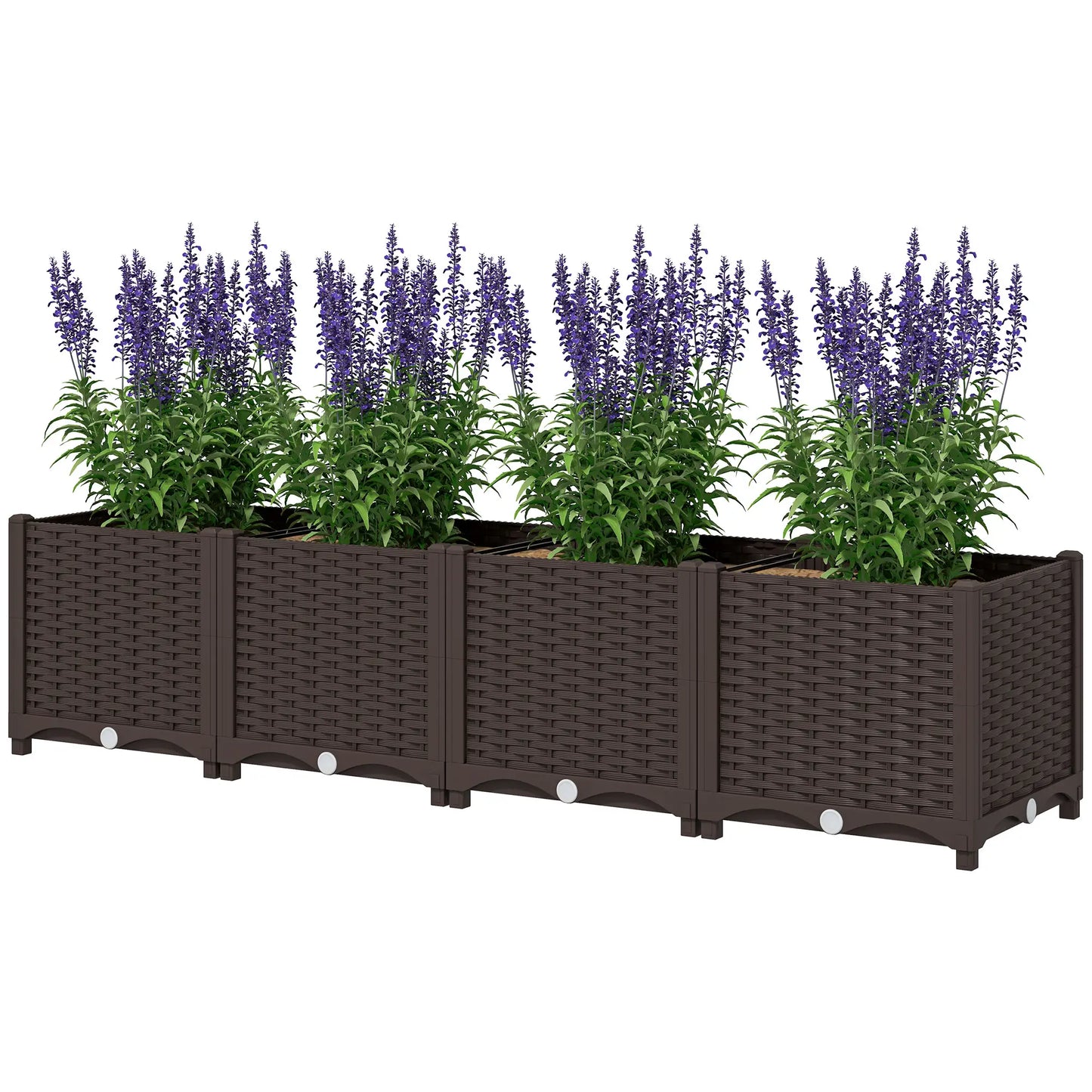 Plastic Raised Garden Bed, Outdoor Planter Box, 63" x 15.7" x 14.6", Brown Raised Garden Beds Brown at Gallery Canada
