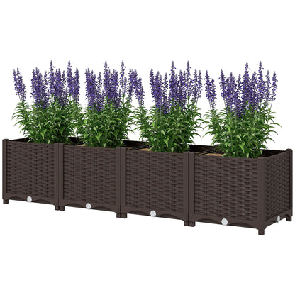 Plastic Raised Garden Bed, Outdoor Planter Box, 63" x 15.7" x 14.6", Brown Raised Garden Beds Brown at Gallery Canada